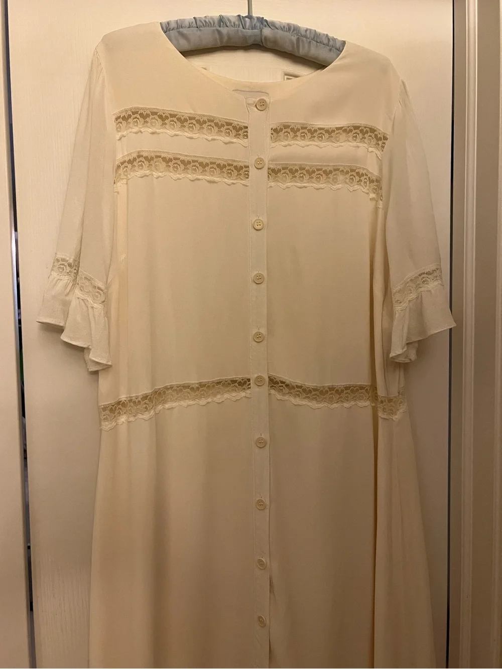 Reformation Cream Lace-Trim Button Front Dress - Picture 6 of 16